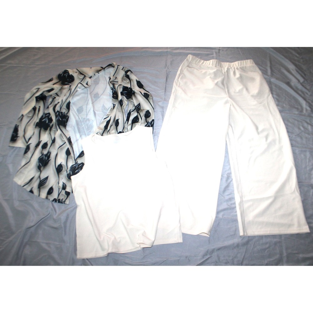 Women's Green 3 pc tank shirt pants and cardigan outfit set EU size XL US sz 12 - Picture 6 of 6